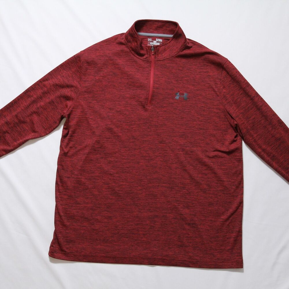 Under Armour Womens XL Red Heathered HeatGear 1/4 Zip Pullover Lightweight Top